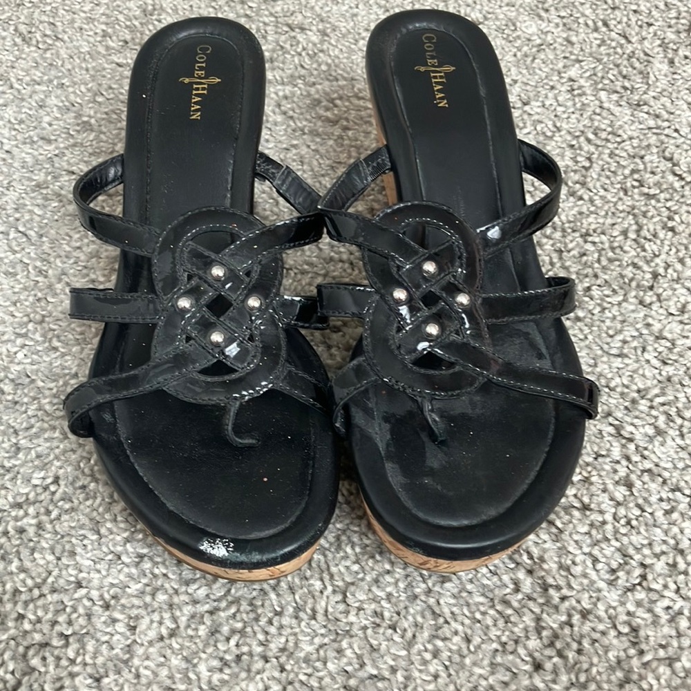 Beautiful Cole Haan ankle wedge sandals.